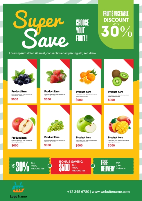 Groceries Discount Ads A4 template