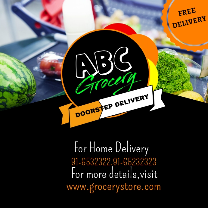Grocery Home Delivery Flyer For Instagram Template Postermywall
