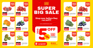 สีขาว Big Sale Promotion Facebook Shared Image Template