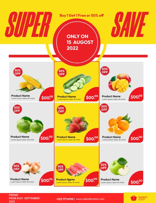 Super Market Promo ใบปลิว (US Letter) template