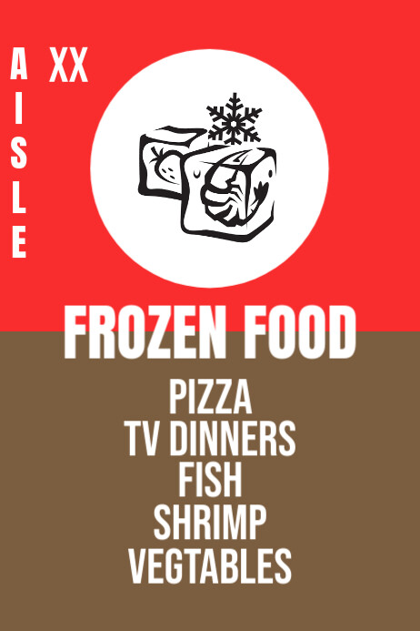 Grocery Store Frozen Food Products Aisle Banner Poster template