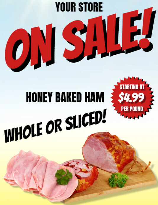 Ham Store Sign Copy of Grocery Store Ham Sale Ad Flyer | PosterMyWall