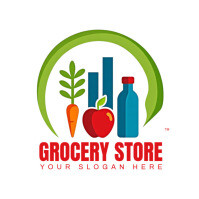 Grocery store logo Logótipo template
