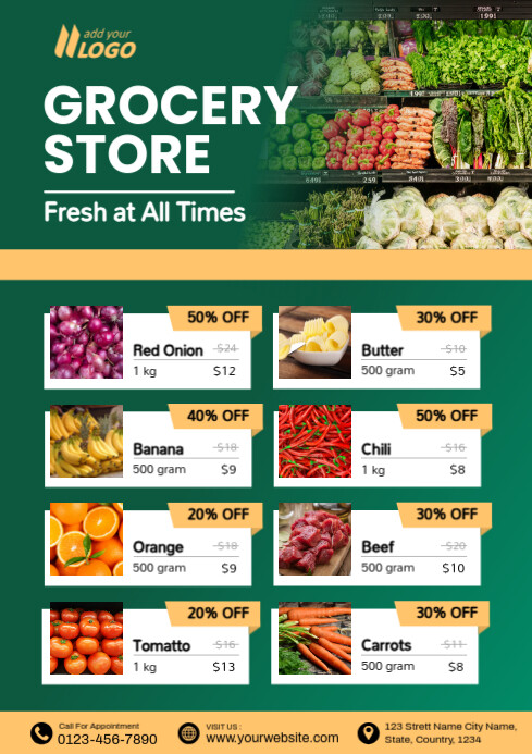 GROCERY STORE Menu A4 template