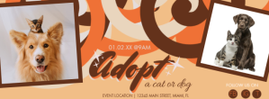 Groovy Adoption Cat or Dog Banner Template Foto Sampul Facebook