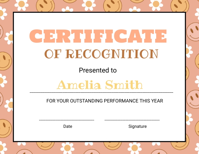Groovy Certificate of Recognition 传单(美国信函) template