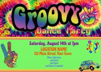 Groovy Dance Party Postcard Invitation template