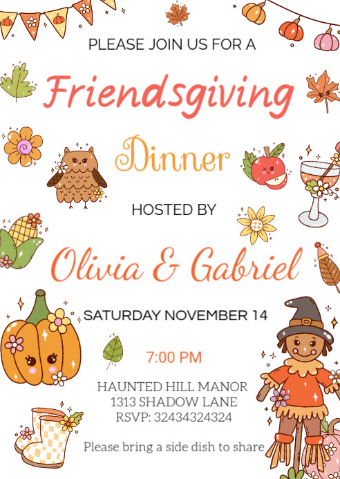 Groovy Friendsgiving Invitation A6 template
