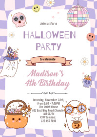 Hvid Halloween Birthday Party A6 Template