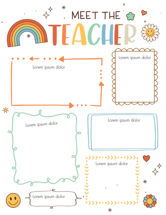 Groovy Meet the Teacher editable Volante (Carta US) template