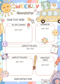 Groovy Newsletters, Groovy Retro Editable Mon A6 template