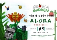 grow a garden birthday invitation A6 template