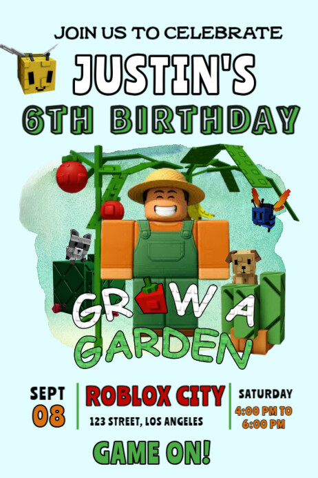 grow a garden birthday invitation Cartaz template