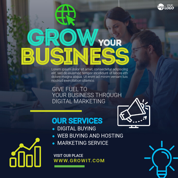 Grow Your Business Social Media Post Template | PosterMyWall
