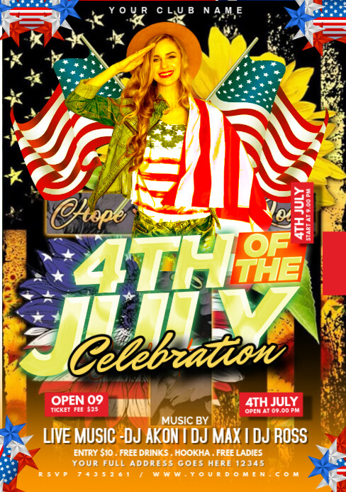 Grunge 4th Of July Celebration A5 template