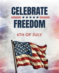 Grunge 4th Of July Independence Day  Instagram Portrait template