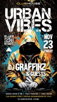 Grunge Abstract Urban Vibes DJ Party Flyer Template Instagram Post