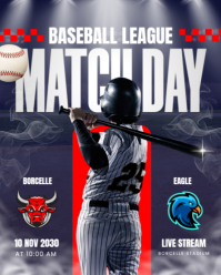 Grunge Baseball Match Day Instagram Portrait template