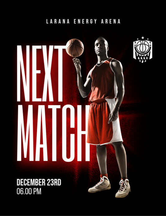 Grunge Basketball Next Match Pamflet (letter As) Flyer (US Letter) template
