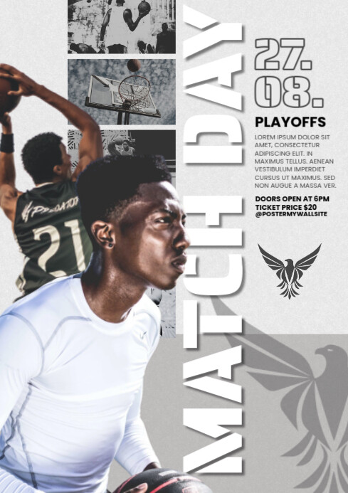 Grunge Basketball Playoffs Game A4 template