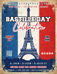 Grunge Bastille Day Celebration Event Flyer ( template