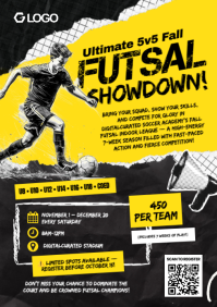 Black Futsal Tournament A4 Template