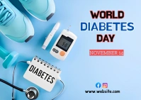 Grunge Blue Background Maximalist World Diabetes Day Postcard template
