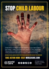 Grunge Dirty Hand Child Labour Ad A4 template