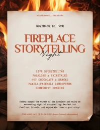 Grunge Fireplace Storytelling Night Flyer (us Letter) template