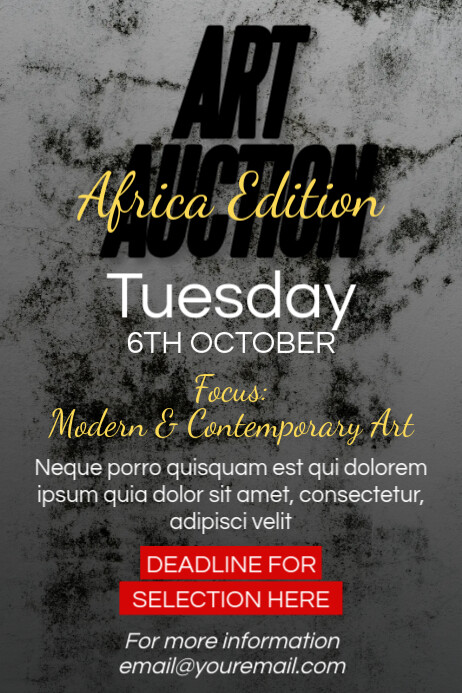 Auction Poster Examples Grunge Grey Art Auction Poster Template | PosterMyWall
