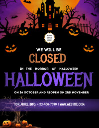Grunge Halloween Closure Announcement Flyer Flyer (us Letter) template