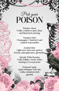 Grunge Halloween Cocktail Menu Half Page Wide template