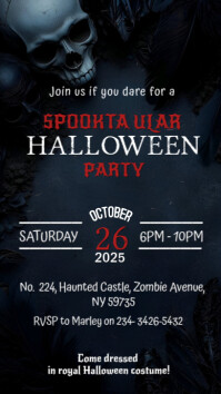 Черный Halloween Party Digitalt display Template