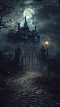Black Haunted House Digitalt display Template