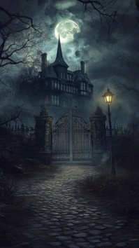 Grunge Haunted Mansion Halloween Background Digital Display (9:16) template