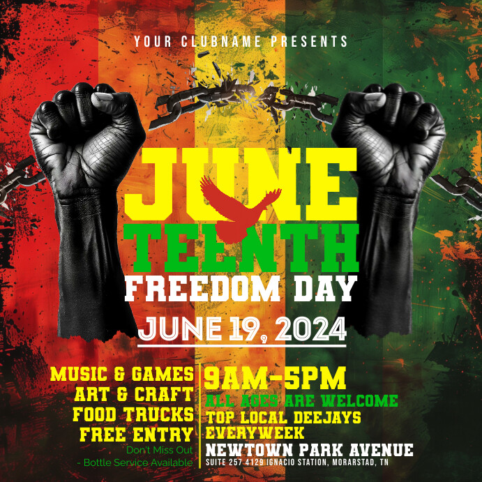 Juneteenth Post Design Grunge Juneteenth Instagram Post Template | PosterMyWall