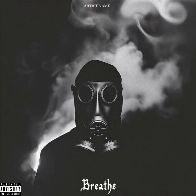 Grunge Man Gas Mask Smoke Rap Music Album Cov Template | PosterMyWall