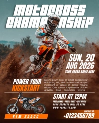 Grunge Motocross Championship Flyer Instagram Portrait Template