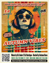Желтый Autumn Party 传单(美国信函) Template