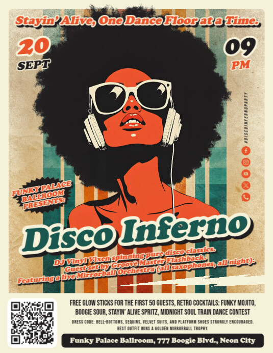 Funky Retro Party-Einladungen – Blau, 20 Stück – Originelle Einladungskarten Für Coole Partys, Geburtstage Oder Events