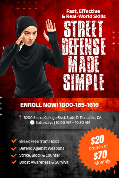 Grunge Self Defense Class Poster Template | PosterMyWall