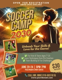 Grunge Soccer Camp Flyer Poster Template Flyer (us Letter) Volante (Carta US)