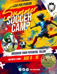 Grunge Summer Soccer Camp Flyer Template Flyer (us Letter)