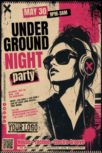 Brown Underground Night Party Poster Template