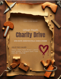 Grunge Urban Charity Fundraiser Event Flyer Template For Ngo And Youth-driven Campaigns