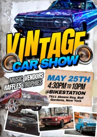 Grunge Vintage Car Show A5 template