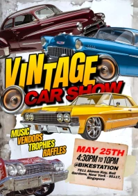 Grunge Vintage Car Show A5 template