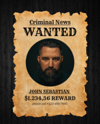 Grunge Wanted Criminal News Instagram Portrait template