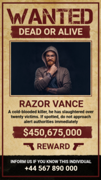 Grunge Wanted Dead Or Alive Instagram Story template