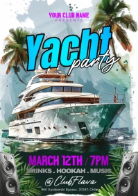 Grunge Yacht Party A5 template